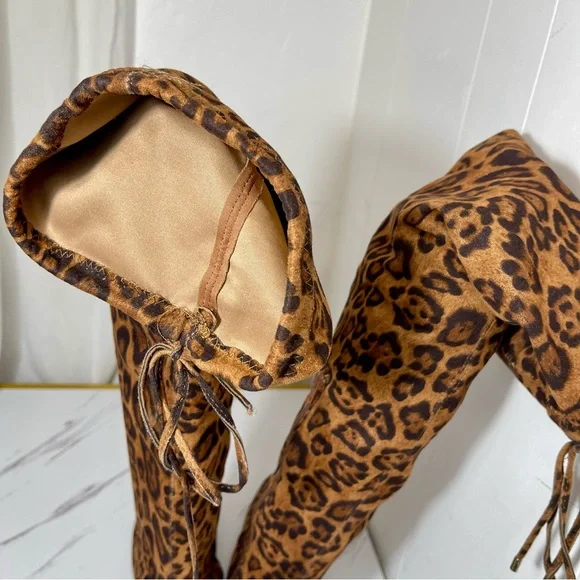 Shoe Dazzle Leopard Print Over the Knee Boots Size 9.5 M - Picture 11 of 14